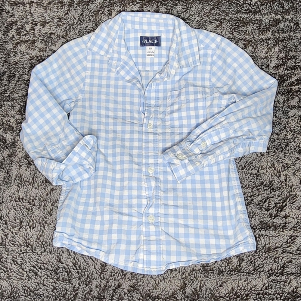 Children's Place Light Blue and White Shirt (Small 5/6)